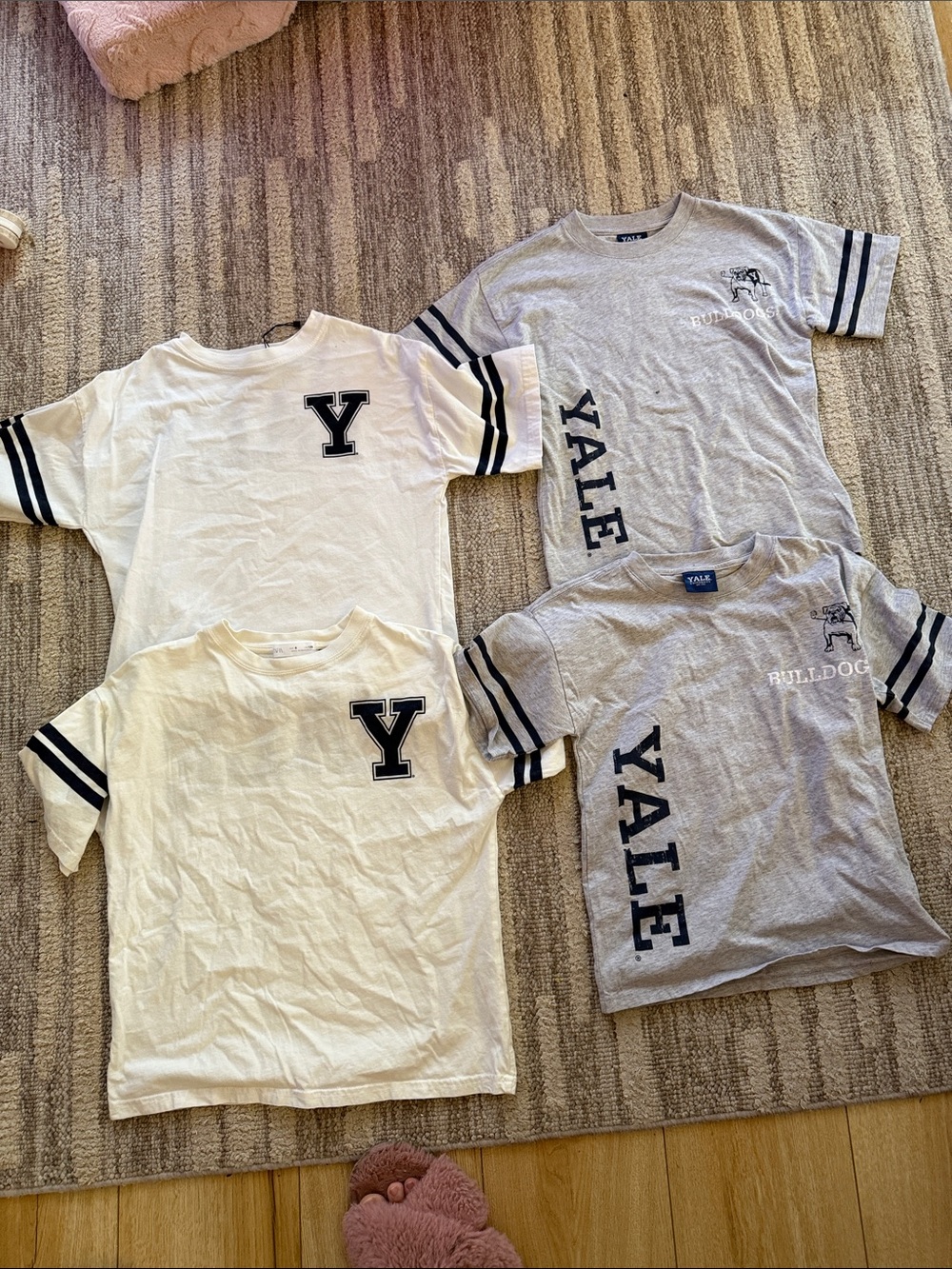 Zara Kids Short Sleeve Tee Set - White & Gray with Navy Lettering